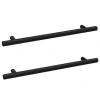 2 X Arezzo Industrial Style Knurled 'T' Bar Matt Black Handles (192mm Centres)