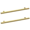 2 X Arezzo Industrial Style Knurled 'T' Bar Brushed Brass Handles (192mm Centres)