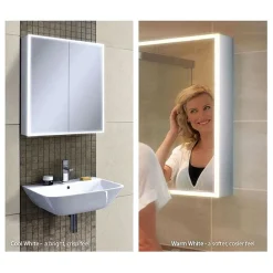HIB Qubic 80 LED Aluminium Mirror Cabinet -Hudson Reed Sales 46400 d2