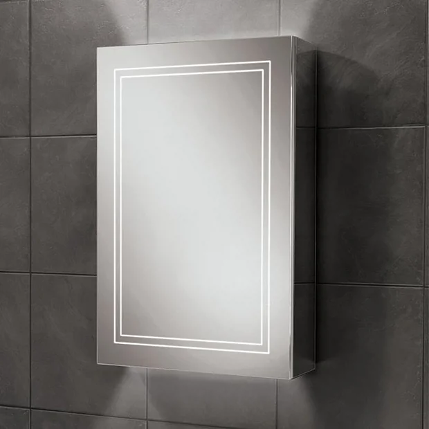 HIB Edge 50 LED Illuminated Aluminium Mirror Cabinet 1 HIB Edge 50 LED Illuminated Aluminium Mirror Cabinet