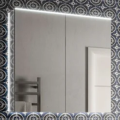 HIB Ether 80 LED Illuminated Aluminium Mirror Cabinet