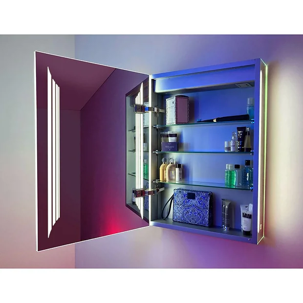 HIB Dimension 50 Bluetooth LED Illuminated Aluminium Mirror Cabinet 3 HIB Dimension 50 Bluetooth LED Illuminated Aluminium Mirror Cabinet - Image 3