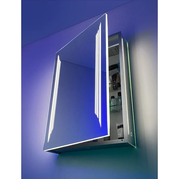 HIB Dimension 50 Bluetooth LED Illuminated Aluminium Mirror Cabinet 6 HIB Dimension 50 Bluetooth LED Illuminated Aluminium Mirror Cabinet - Image 6
