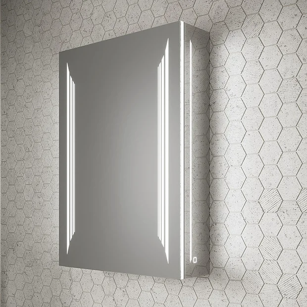HIB Dimension 50 Bluetooth LED Illuminated Aluminium Mirror Cabinet 2 HIB Dimension 50 Bluetooth LED Illuminated Aluminium Mirror Cabinet - Image 2