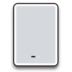 Arezzo Matt Black 500 X 700mm Rectangular LED Illuminated Anti-Fog Bathroom Mirror With Time Display -Hudson Reed Sales arzim01mb d3