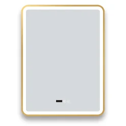 Arezzo Brushed Brass 600 X 800mm Rectangular LED Illuminated Anti-Fog Bathroom Mirror With Time Display 9 Arezzo Brushed Brass 600 X 800mm Rectangular LED Illuminated Anti-Fog Bathroom Mirror With Time Display -Hudson Reed Sales arzim02bb d2