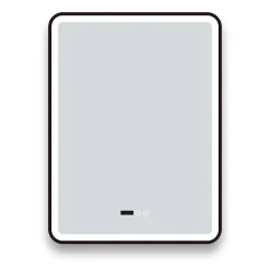 Arezzo Matt Black 600 X 800mm Rectangular LED Illuminated Anti-Fog Bathroom Mirror With Time Display -Hudson Reed Sales arzim02mb d3