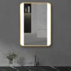 Arezzo Brushed Brass 500 X 700mm Rectangular Illuminated Strips Bathroom Mirror