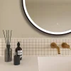 Arezzo Matt Black 800mm Round LED Illuminated Anti-Fog Bathroom Mirror