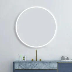 Arezzo 800mm Large Round LED Illuminated Anti-Fog Mirror + Bluetooth -Hudson Reed Sales az045 d3n