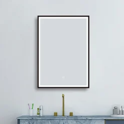 Arezzo Matt Black 500 X 700mm Rectangular LED Illuminated Anti-Fog Bathroom Mirror -Hudson Reed Sales az113mb d3n