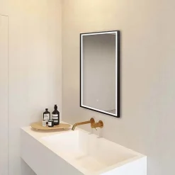 Arezzo Matt Black 500 X 700mm Rectangular LED Illuminated Anti-Fog Bathroom Mirror -Hudson Reed Sales az113mb d4n