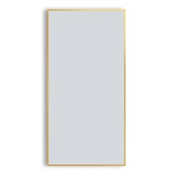 Arezzo Brushed Brass Square Edge Framed Bathroom Mirror - 1400 X 500mm
