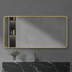 Arezzo Brushed Brass Framed Bathroom Mirror - 1400 X 700mm -Hudson Reed Sales az147cvbb d2