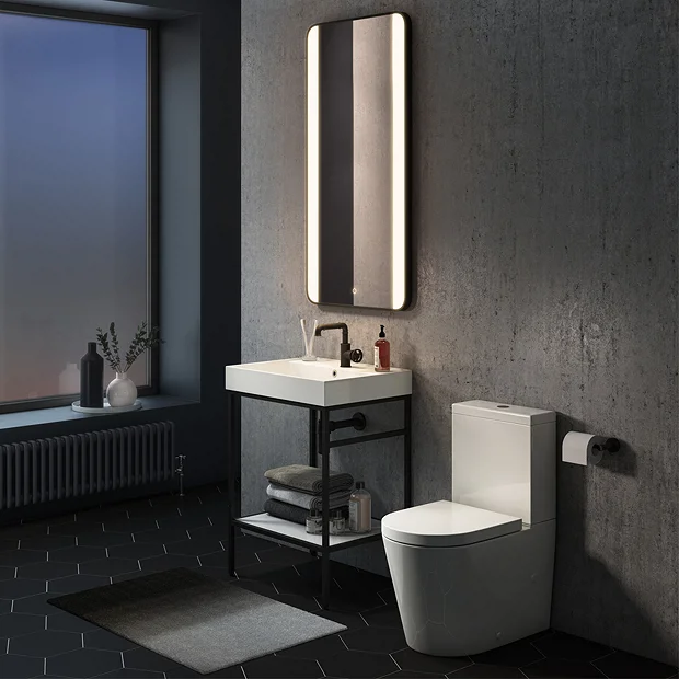 Arezzo Matt Black 600 X 1200mm Rectangular LED Illuminated Anti-Fog Bathroom Mirror 1 Arezzo Matt Black 600 X 1200mm Rectangular LED Illuminated Anti-Fog Bathroom Mirror