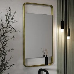 Arezzo Brushed Brass 550 X 1000mm Mirror With Shelf -Hudson Reed Sales az55100bb d1