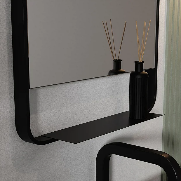 Arezzo Matt Black 550 X 1000mm Mirror With Shelf 1 Arezzo Matt Black 550 X 1000mm Mirror With Shelf