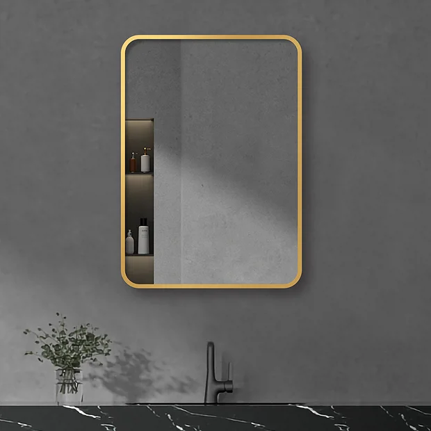Arezzo Brushed Brass 700 X 500 Rectangular Mirror 1 Arezzo Brushed Brass 700 X 500 Rectangular Mirror