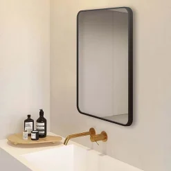 Arezzo Matt Black 700 X 500 Rectangular Mirror -Hudson Reed Sales az57mb d5