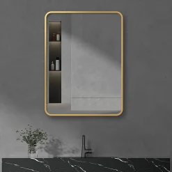Arezzo Brushed Brass 800 X 600 Rectangular Mirror -Hudson Reed Sales az68cvbb d2