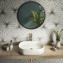 Arezzo Matt Black 800mm Round Mirror