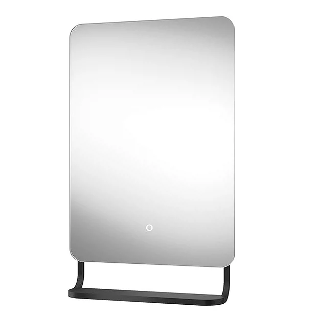 Arezzo Matt Black 800 X 500mm Backlit LED Bathroom Mirror With Hanging Shelf & Anti-Fog 2 Arezzo Matt Black 800 X 500mm Backlit LED Bathroom Mirror With Hanging Shelf & Anti-Fog - Image 2