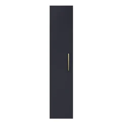 Arezzo Matt Blue Wall Hung Tall Storage Cabinet With Brushed Brass Handle -Hudson Reed Sales azb14whcbb nd1