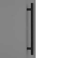 Arezzo Wall Hung Tall Storage Cabinet - Matt Grey - With Industrial Style Matt Black Handle -Hudson Reed Sales azg14whcbkisd1