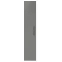 Arezzo Matt Grey Wall Hung Tall Storage Cabinet With Chrome Handle -Hudson Reed Sales azg14whcch d1