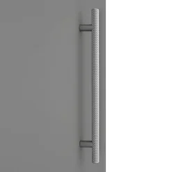 Arezzo Wall Hung Tall Storage Cabinet - Matt Grey - With Industrial Style Chrome Handle -Hudson Reed Sales azg14whcchis nd1