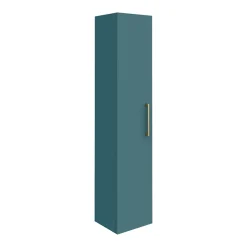 Arezzo Matt Green Wall Hung Tall Storage Cabinet With Brushed Brass Handle