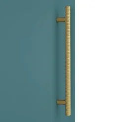 Arezzo Wall Hung Tall Storage Cabinet - Matt Teal Green - With Brushed Brass Chrome Handle