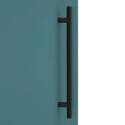 Arezzo Wall Hung Tall Storage Cabinet - Matt Teal Green - With Industrial Style Matt Black Handle