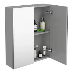 Klyn Bathroom Brooklyn 600mm Grey Mist Bathroom Mirror Cabinet - 2 Door