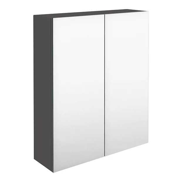 Klyn Bathroom Brooklyn 600mm Gloss Grey Bathroom Mirror Cabinet - 2 Door 2 Klyn Bathroom Brooklyn 600mm Gloss Grey Bathroom Mirror Cabinet - 2 Door - Image 2