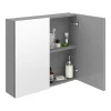 Klyn Bathroom Brooklyn 800mm Grey Mist Bathroom Mirror Cabinet - 2 Door
