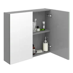 Klyn Bathroom Brooklyn 800mm Grey Mist Bathroom Mirror Cabinet - 2 Door