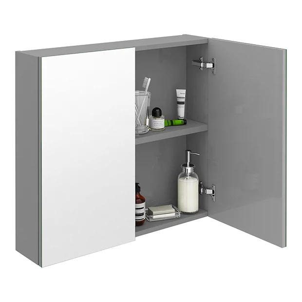 Klyn Bathroom Brooklyn 800mm Grey Mist Bathroom Mirror Cabinet - 2 Door 1 Klyn Bathroom Brooklyn 800mm Grey Mist Bathroom Mirror Cabinet - 2 Door