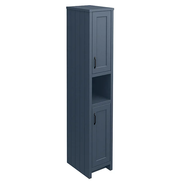 Chatsworth Traditional Blue Tall Cabinet With Matt Black Handles 2 Chatsworth Traditional Blue Tall Cabinet With Matt Black Handles - Image 2