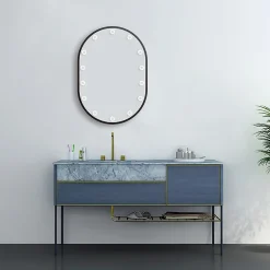 Arezzo Bulb 500 X 700mm Capsule Matt Black LED Illuminated Mirror With Motion Sensor + Anti-Fog -Hudson Reed Sales bm100 d3