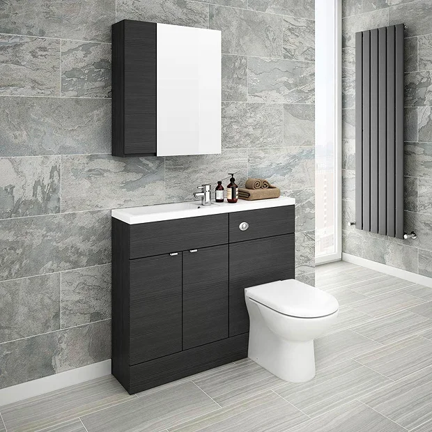 Klyn Bathroom Brooklyn 600mm Bathroom Mirror & Fascia Cabinet - Black 3 Klyn Bathroom Brooklyn 600mm Bathroom Mirror & Fascia Cabinet - Black - Image 3