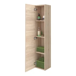 Klyn Bathroom Brooklyn Natural Oak Wall Hung 1 Door Tall Storage Cabinet