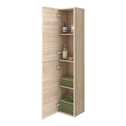 Klyn Bathroom Brooklyn Natural Oak Wall Hung 2 Door Tall Storage Cabinet -Hudson Reed Sales brooklynnaturaloakwallhung2doortallstoragecabinetd1