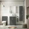 Klyn Bathroom Brooklyn Gloss Grey Wall Hung 2 Door Tall Storage Cabinet