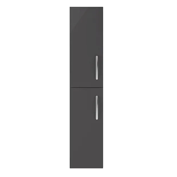 Klyn Bathroom Brooklyn Gloss Grey Wall Hung 2 Door Tall Storage Cabinet 3 Klyn Bathroom Brooklyn Gloss Grey Wall Hung 2 Door Tall Storage Cabinet - Image 3