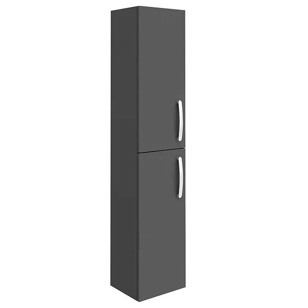 Klyn Bathroom Brooklyn Gloss Grey Wall Hung 2 Door Tall Storage Cabinet 2 Klyn Bathroom Brooklyn Gloss Grey Wall Hung 2 Door Tall Storage Cabinet - Image 2