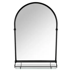 Chatsworth Traditional 700 X 490mm Arched Mirror With Glass Shelf - Matt Black -Hudson Reed Sales chtmbms detail03