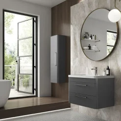 Hudson Reed Solar 350mm Wall Hung Tall Unit - Cool Grey