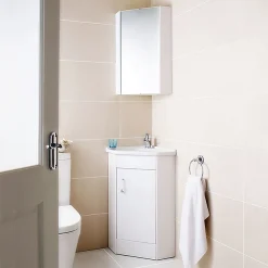 Cove Gloss White Corner Mirror Cabinet