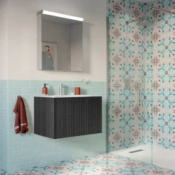 Crosswater Limit 700mm Steelwood Wall-Hung Slatted Vanity Unit With Basin -Hudson Reed Sales cwstl7whu d1